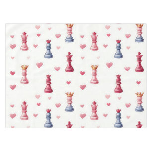 Romantic Chess Hearts Valentine's Day Tablecloth