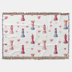 Romantic Chess Hearts Valentine's Day Throw Blanket