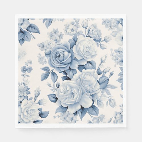 Romantic Chic Antique Dusty Blue Roses Napkins