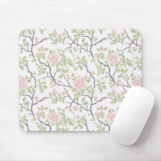 Romantic Chic Blush Pink Flowers Mouse Pad (With Mouse)