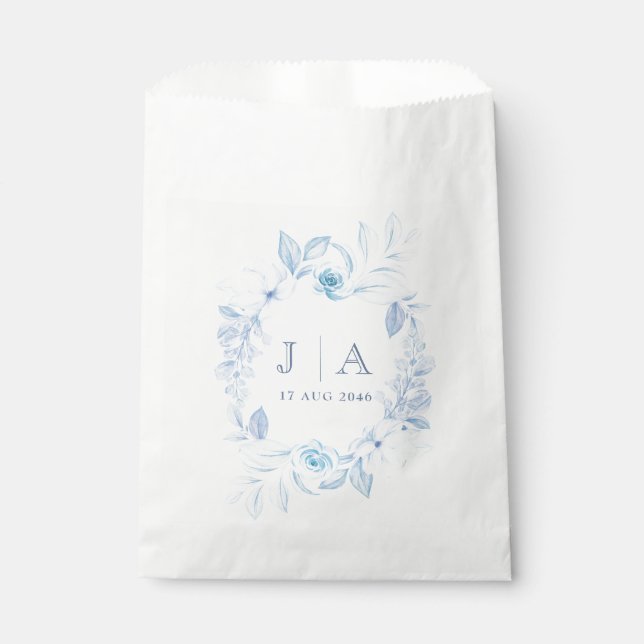 Romantic Chic Classic Blue Floral Favor Bag (Front)