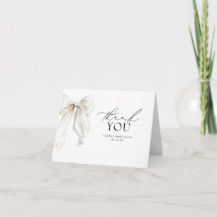 Romantic Chic Elegant White Bow Thank You Card