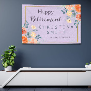 Romantic Chic Floral Watercolor Retirement Party Banner