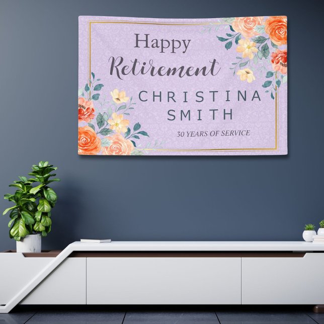 Romantic Chic Floral Watercolor Retirement Party Banner (Romantic Chic Floral Watercolor Retirement Party Banner)