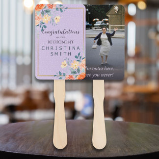 Romantic Chic Floral Watercolor Retirement Party Hand Fan