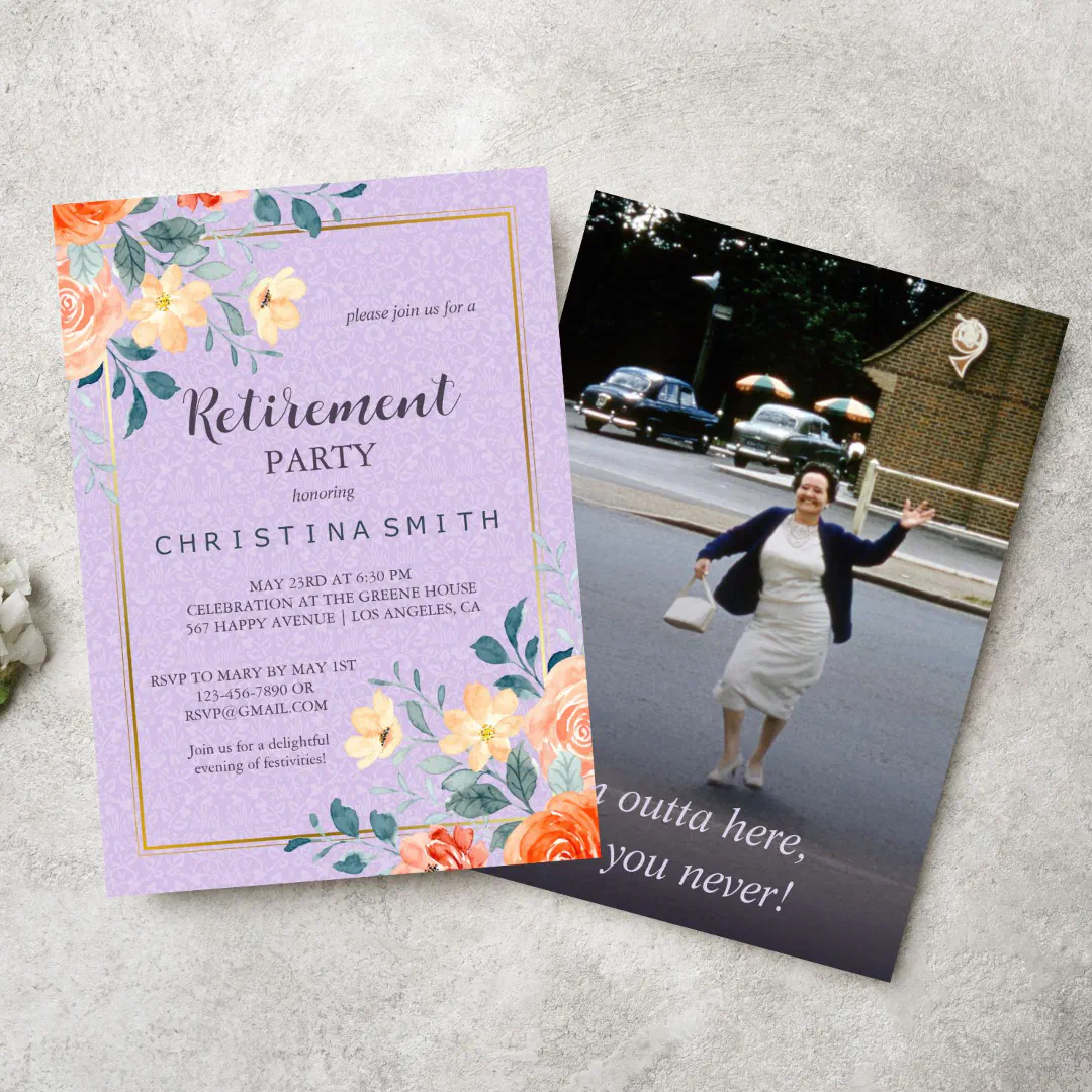 Romantic Chic Floral Watercolor Retirement Party Invitation (Romantic Chic Floral Watercolor Retirement Party Invitation)