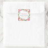 Romantic Chic Floral Wreath Wedding Bridal Shower Square Sticker (Bag)