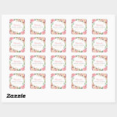 Romantic Chic Floral Wreath Wedding Bridal Shower Square Sticker (Sheet)
