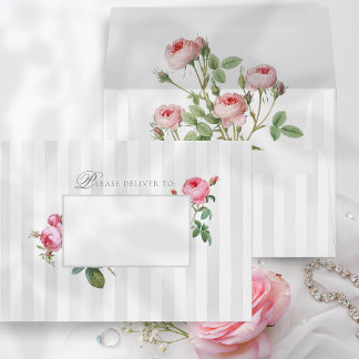 Romantic Chic French Rose Botanical Wedding Envelope
