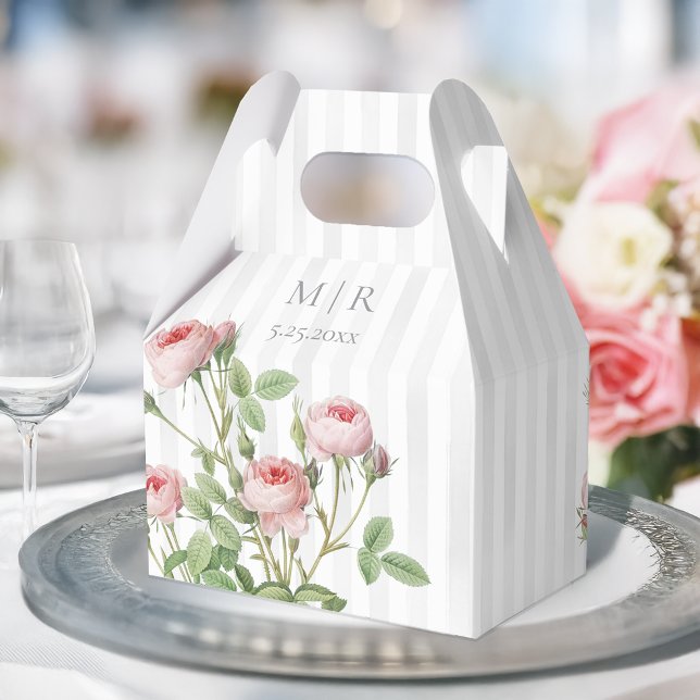 Romantic Chic French Rose Botanical Wedding Favor Boxes (Creator Uploaded)