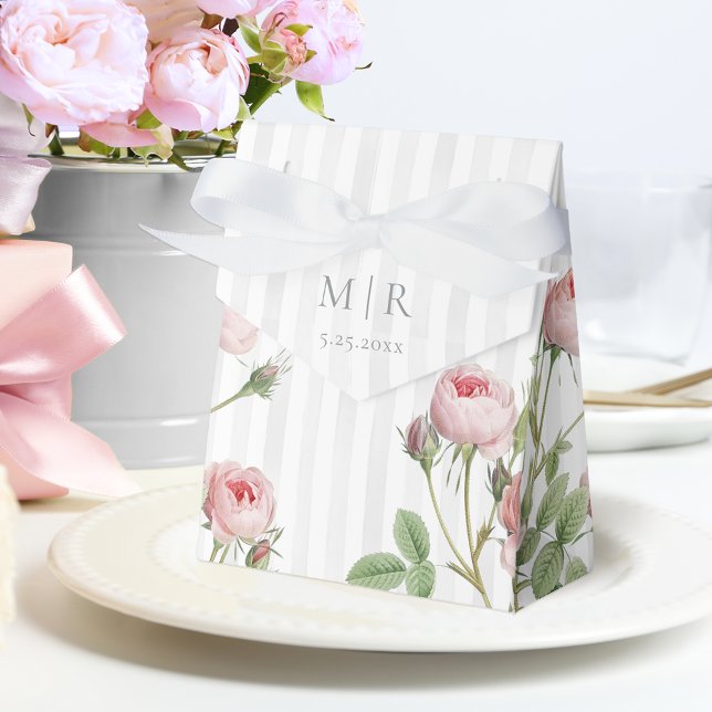 Romantic Chic French Rose Botanical Wedding Favor Boxes (Creator Uploaded)
