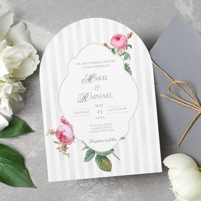 Romantic Chic French Rose Botanical Wedding Invitation (Creator Uploaded)