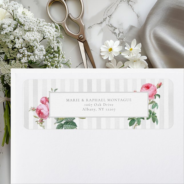 Romantic Chic French Rose Botanical Wedding Label (Creator Uploaded)