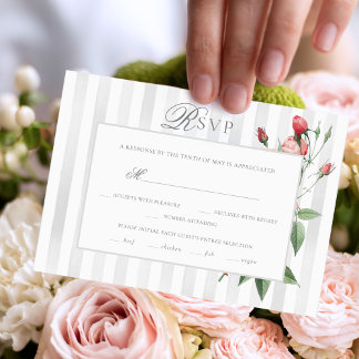 Romantic Chic French Rose Botanical Wedding RSVP Card