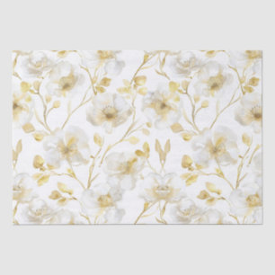 Romantic Chic Gold White Floral Bridal Shower Tissue Paper