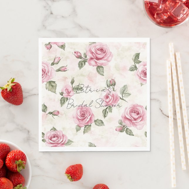 Romantic Chic Heart Swirls Bridal Shower Napkins (Insitu)