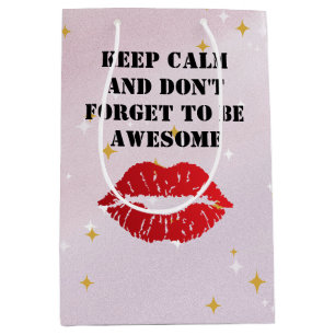 Romantic chic luxe red lips medium gift bag