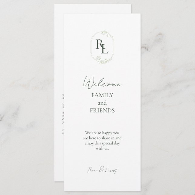 Romantic Chic Monogrammed Initials Wedding Program (Front/Back)