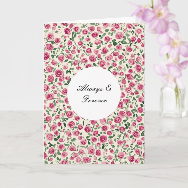 Romantic Chic Pink Roses Floral Forever Love Card (Orchid)