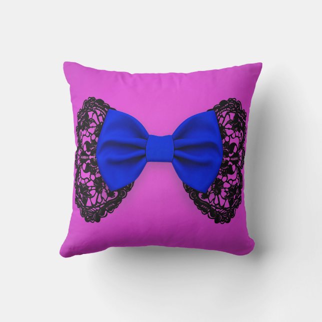 Romantic Chic Trendy Stylish Cute Girly Bow Lace  Throw Pillow (Back)