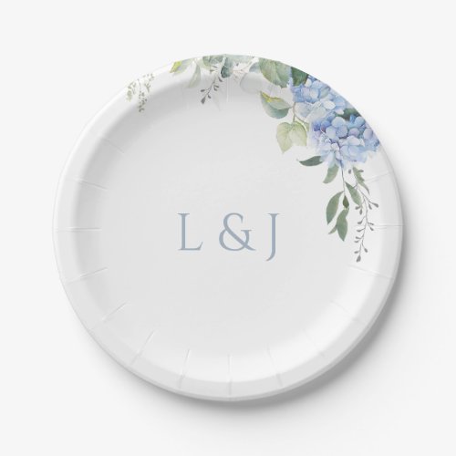 Romantic Chic White Floral Hydrangea Wedding  Paper Plates