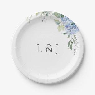 Romantic Chic White Floral Hydrangea Wedding Paper Plates