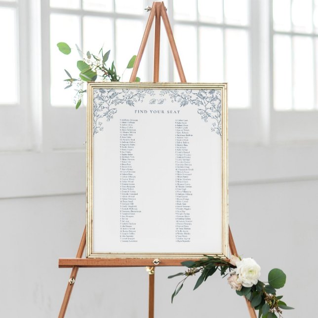 Romantic Chinoiserie Antique Blue Seating Chart (Creator Uploaded)