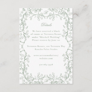 Romantic Chinoiserie Antique Sage Green Wedding Enclosure Card