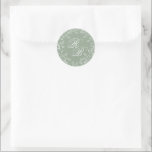 Romantic Chinoiserie Sage Green Initials Wedding Classic Round Sticker<br><div class="desc">chinoiserie border with editable initials; inverse green on white also available</div>