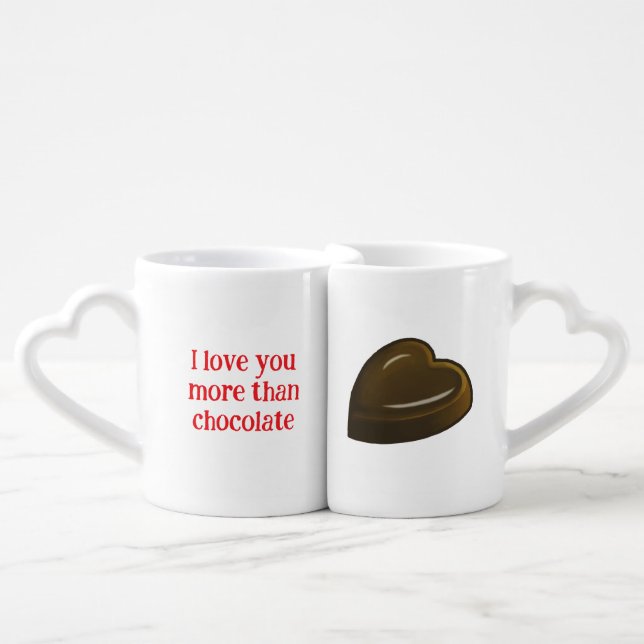 Romantic Chocolate Heart Coffee Mug Set (Front Nesting)