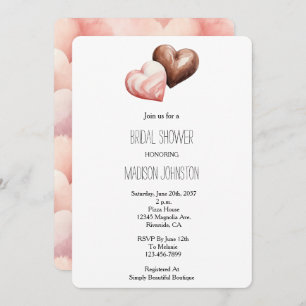 Romantic Chocolate Strawberry Hearts Bridal Shower Invitation