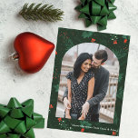 Romantic Christmas Arch Photo Green Mistletoe Holiday Card<br><div class="desc">Christmas kisses and holiday wishes abound with this festive and romantic mistletoe pattern card. Fill the modern arch with your favorite couple photo and add your custom Xmas message in white over the botanical green background.</div>