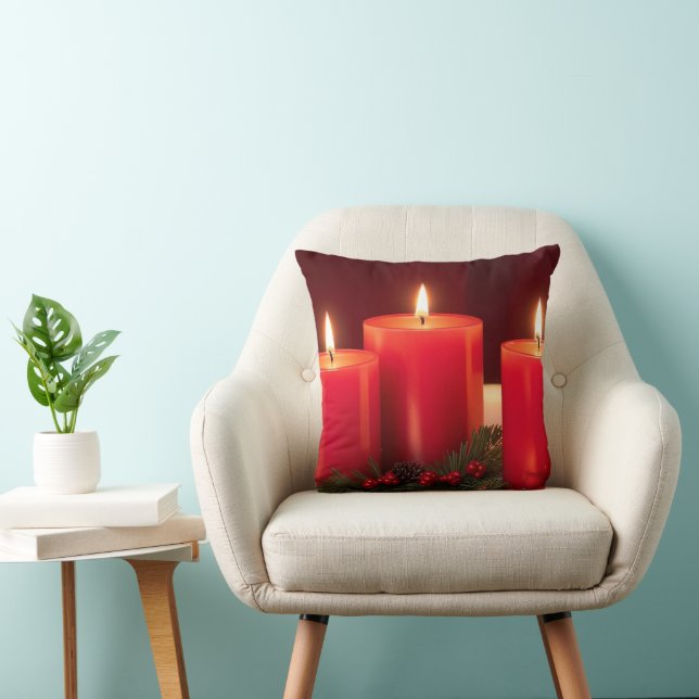 Romantic Christmas Candles Throw Pillow (Chair)