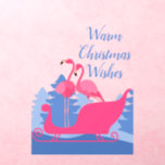 Romantic Christmas Flamingos Sleigh Ride Wall Decal<br><div class="desc">Romantic Christmas Flamingos Sleigh Ride Holiday party wall decals. Cute flamingo couple riding in a sleigh through a snowy forested winter Christmas tree scene. Great Christmas party wall decoration idea for school classroom, beach businesses, holiday home decor. Perfect for flamingo lovers and snowbirds, anyone Florida, and those who wish they...</div>