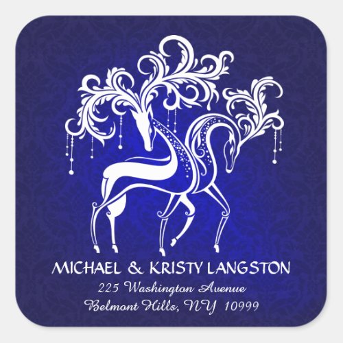 Romantic Christmas Reindeer Return Address Sticker