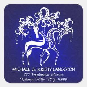 Romantic Christmas Reindeer Return Address Sticker