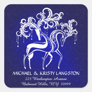 Romantic Christmas Reindeer Return Address Sticker