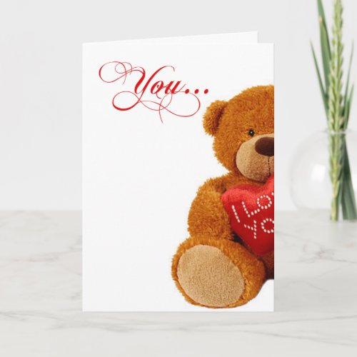 Romantic Christmas Teddy Bear _ You Complete Me Holiday Card