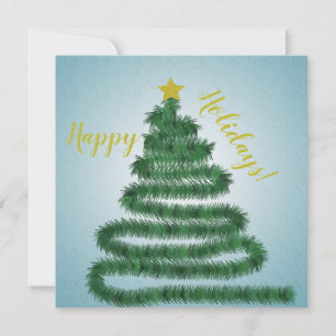 Romantic Christmas tree wit golden star Holiday Card
