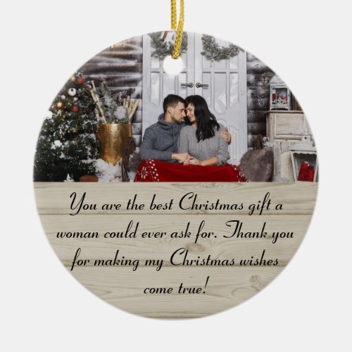 Romantic Christmas Wishes with 2 photo 2023 Ceramic Ornament