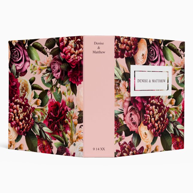 Romantic Chrysanthemum on Gossamer Pink 3 Ring Binder (Background)