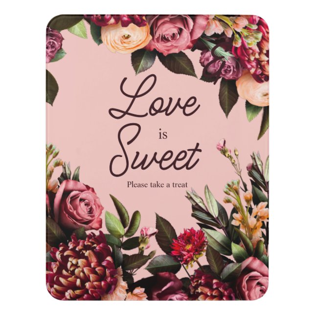 Romantic Chrysanthemum on Gossamer Pink Door Sign (Contemporary Vert)