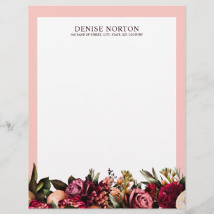 Romantic Chrysanthemum on Gossamer Pink Letterhead