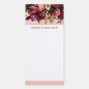 Romantic Chrysanthemum on Gossamer Pink Magnetic Notepad