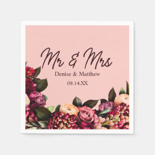 Romantic Chrysanthemum on Gossamer Pink Napkins