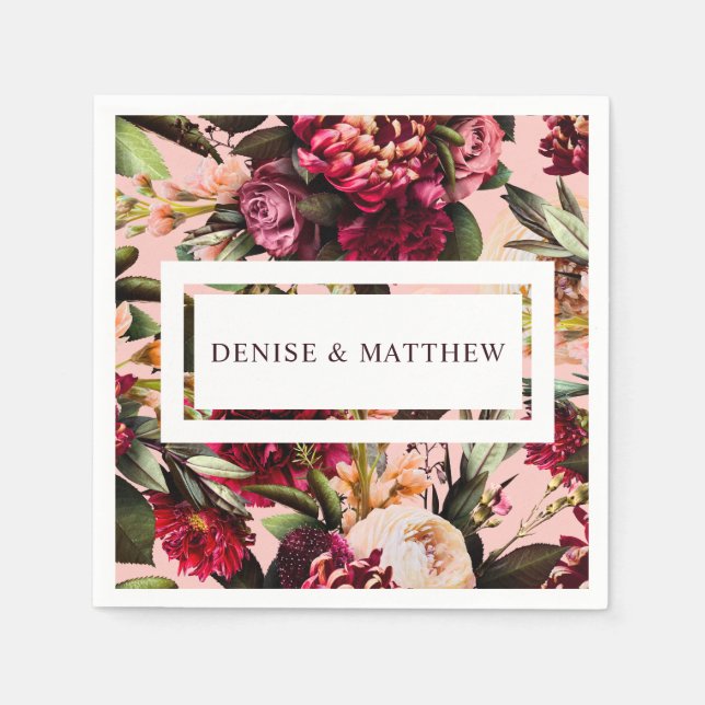 Romantic Chrysanthemum on Gossamer Pink Napkins (Front)