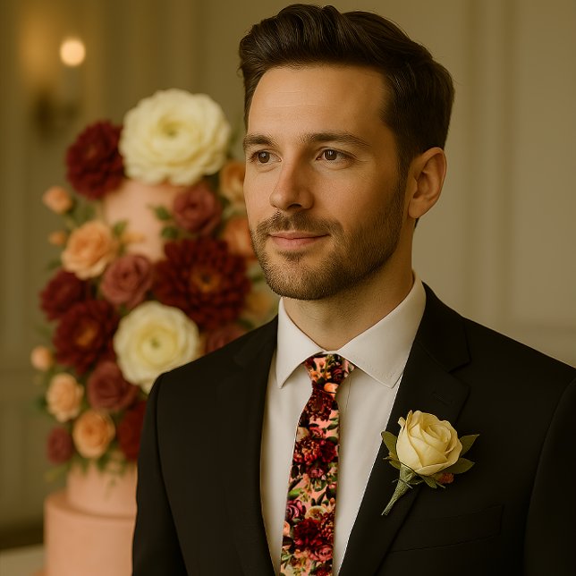 Romantic Chrysanthemum on Gossamer Pink Neck Tie (Creator Uploaded)