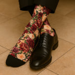 Romantic Chrysanthemum on Gossamer Pink Socks<br><div class="desc">Looking for socks that bring romance and personality to your wedding day look? These bold floral wedding socks feature a rich pattern of burgundy chrysanthemums, blush roses, and peach-toned blooms—designed for grooms and groomsmen who want to stand out. Perfect for fall weddings, rustic garden ceremonies, or any couple embracing color...</div>
