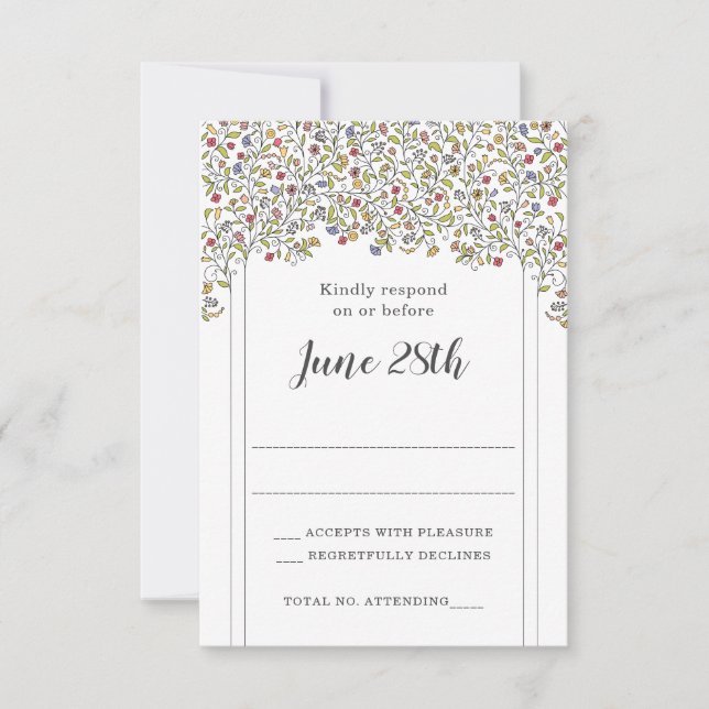 Romantic Chuppah Flowers Rsvp Card & Envelope (Front)