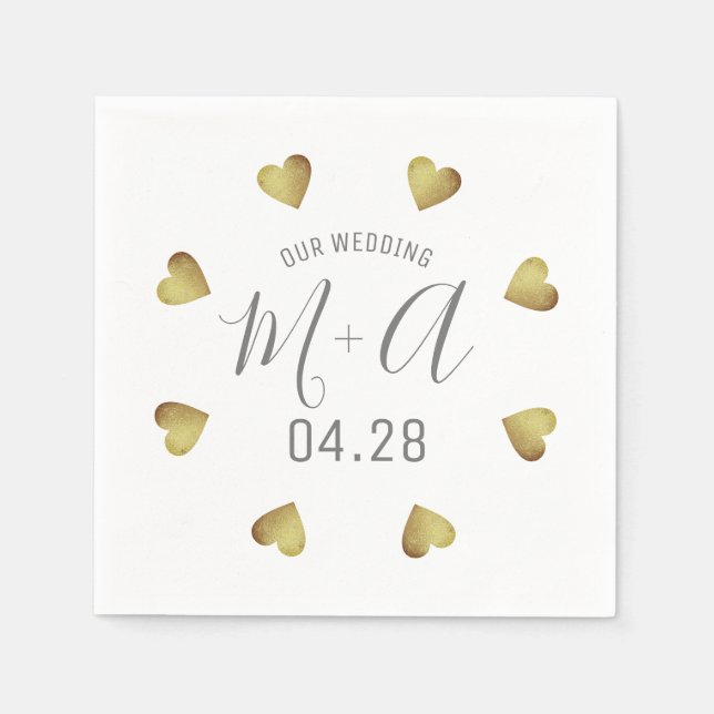 Romantic Circle of Hearts Love Wedding Napkins (Front)
